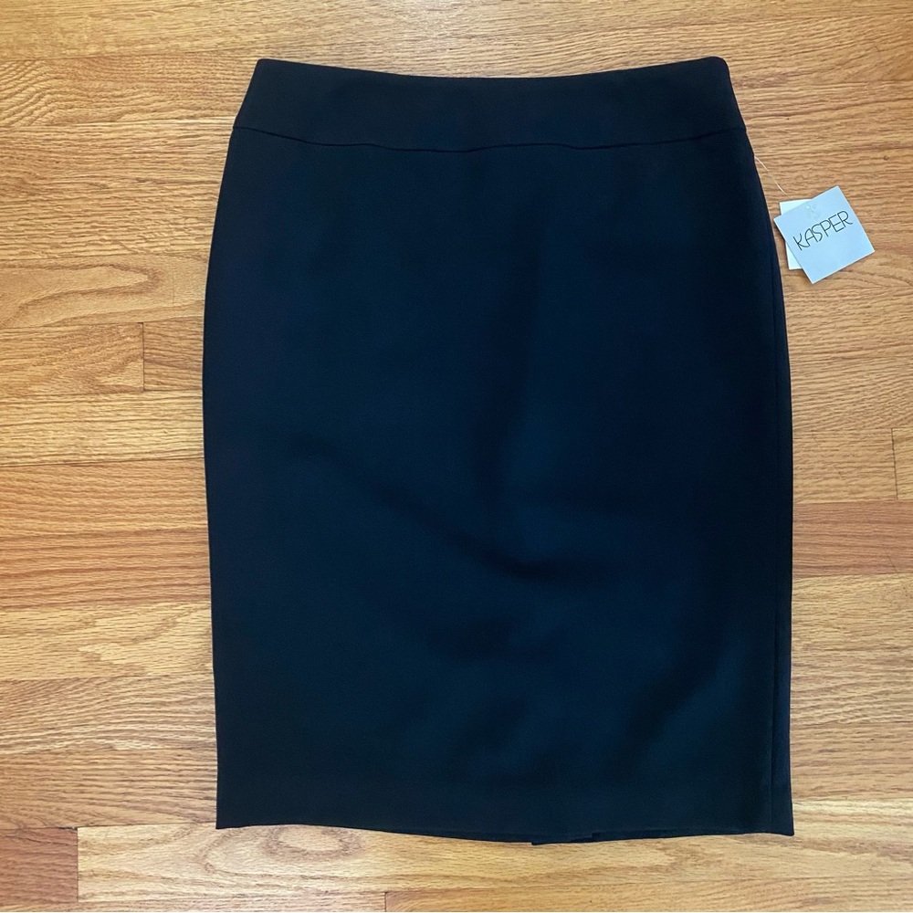 Kasper Skirt Women’s Sz 4 Black Lined Slit On Back Workwear Pencil Skirt NWT